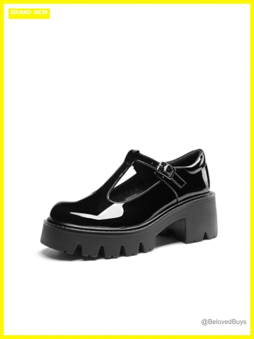 T-Strap Mary Jane Shoes Low Platform Chunky Block Heels Closed Toe Work Pumps